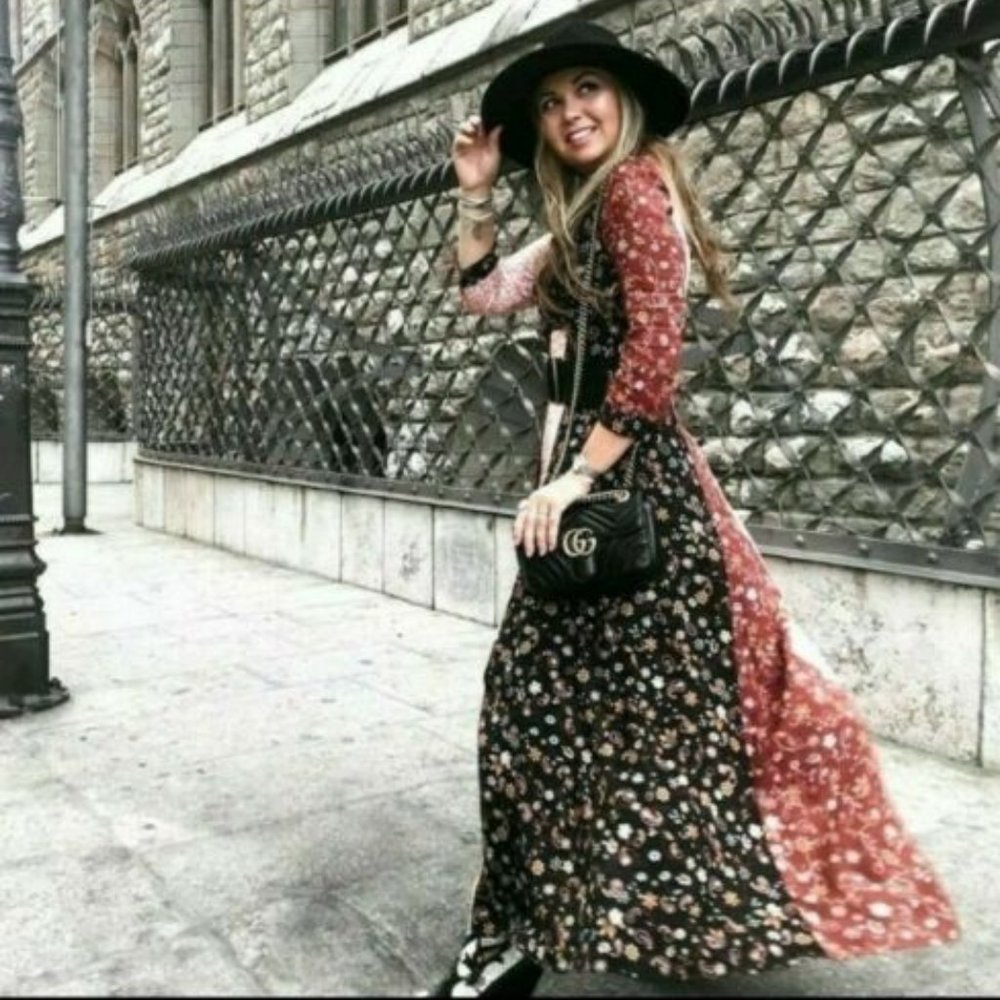 Zara Patchwork print dress XS-M